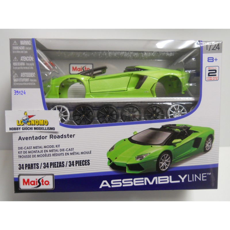 Maisto art. 39124 Lamborghini Aventador Roadster - modello in metallo, da  assemblare senza uso di colla - 24 pz. Scala 1/24